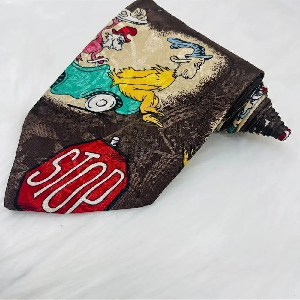 City Man Men's Dr. Seuss Green Eggs & Ham Sam I am Novelty Necktie in EUC